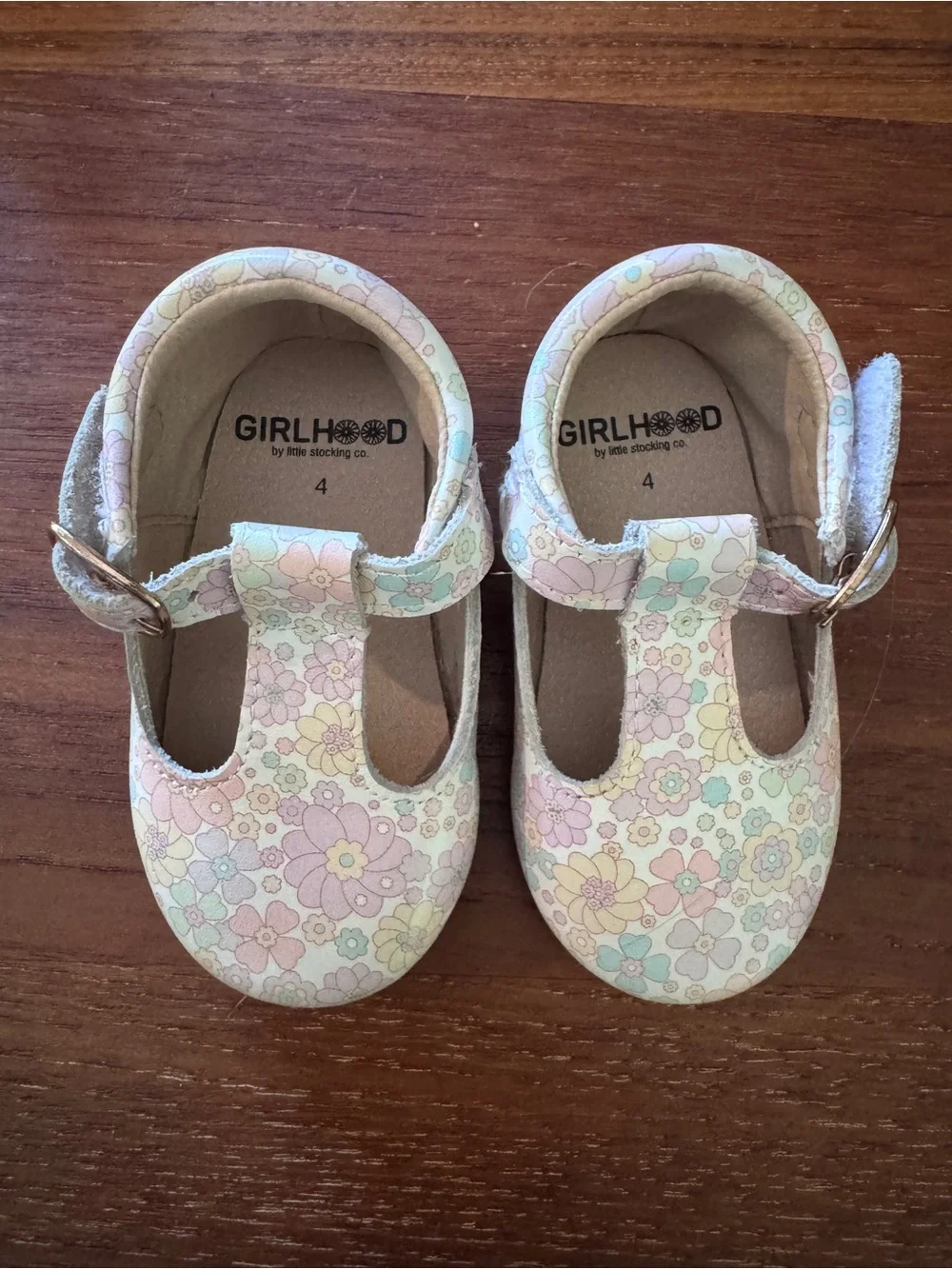 Girlhood Pastel Floral T-Strap Dress Shoes for Kids - Pink/Blue/Yellow